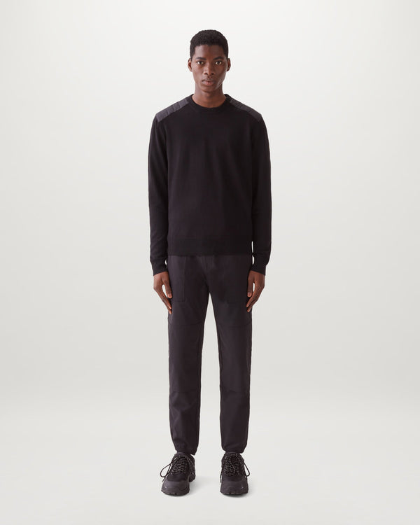 Men's Merino Wool Kerrigan Crewneck Jumper in Black | Belstaff ROW