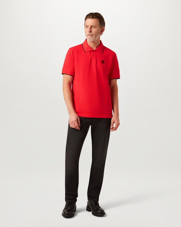 Men's Cotton Pique Tipped Polo in Rally Red | Belstaff US