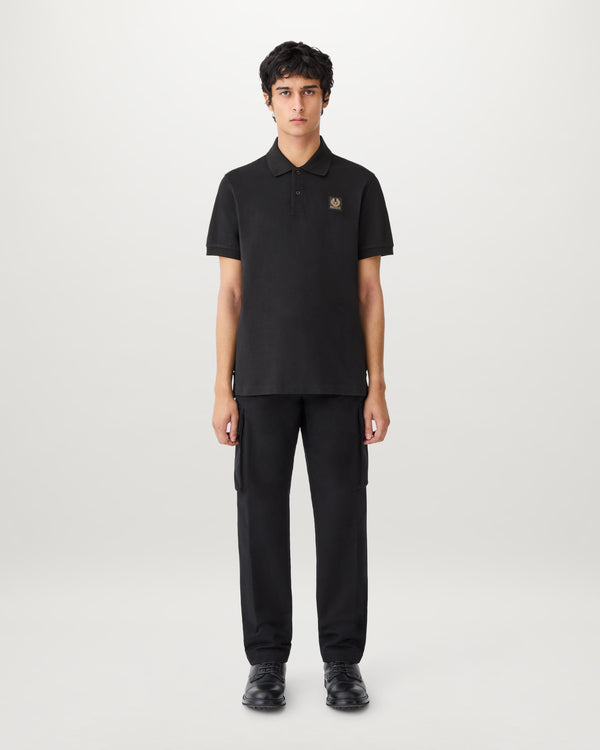 Belstaff Polo With Patch in Black| Men's T-Shirts & Polos| Belstaff