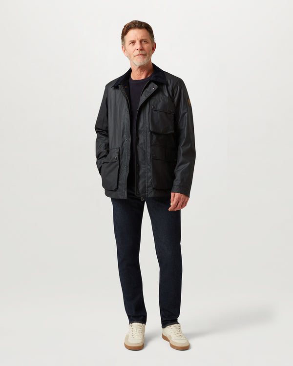Men's Waxed Cotton Incline Jacket in Dark Navy | Belstaff US
