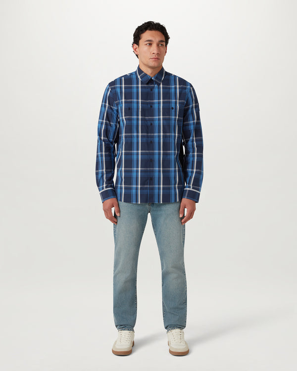 Men's Cotton Check Fleet Shirt in Dark Ink | Belstaff US