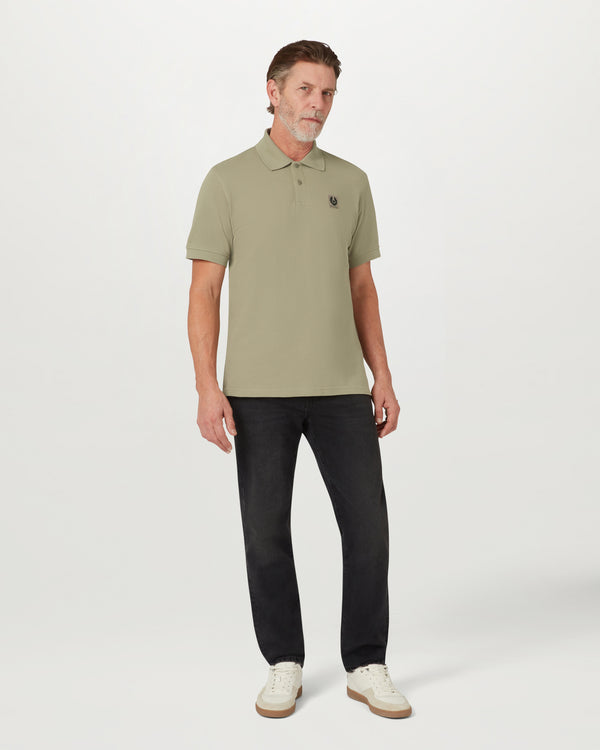 Men's Cotton Pique Belstaff Polo in Fatigue Green | Belstaff US
