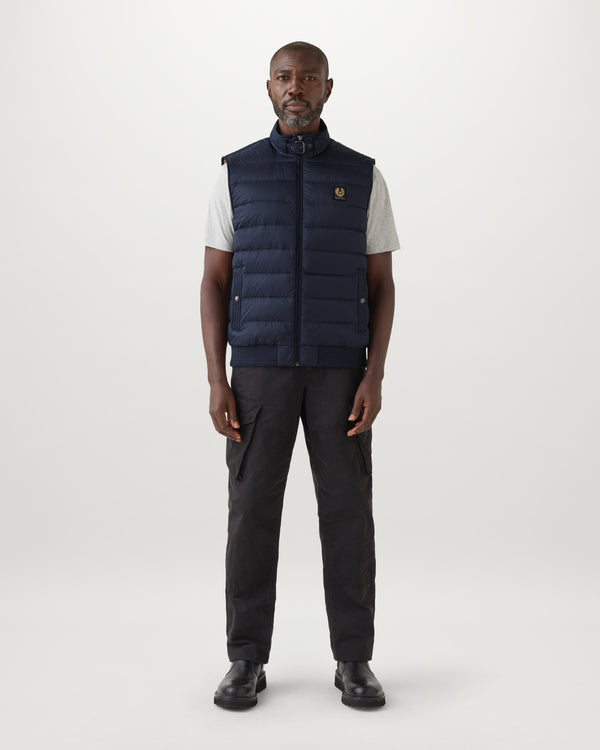 Men's Down Filled Nylon Circuit Gilet in Dark Ink | Belstaff ROW
