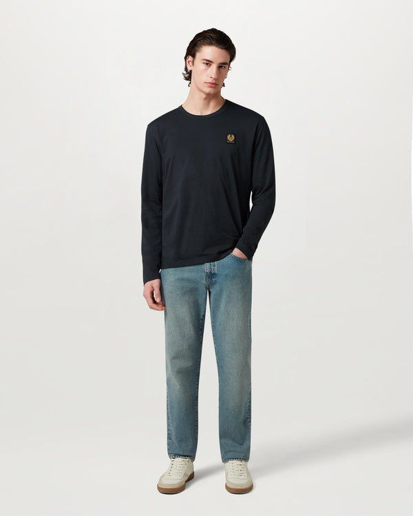 Men's Cotton Jersey Belstaff Long Sleeved T-Shirt in Dark Ink | Belstaff ROW