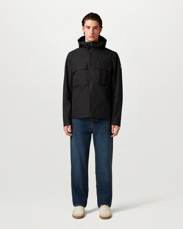 Men's Compact Technical Cotton Container Overshirt in Black | Belstaff US