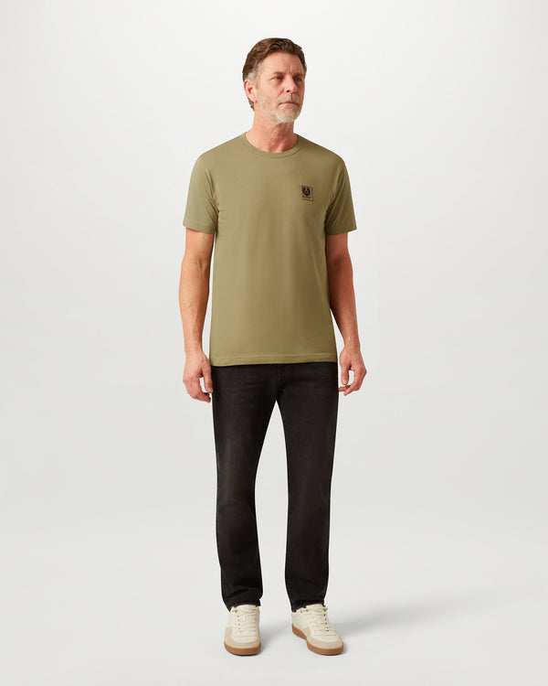 Men's Cotton Jersey Belstaff T-Shirt in Fatigue Green | Belstaff US