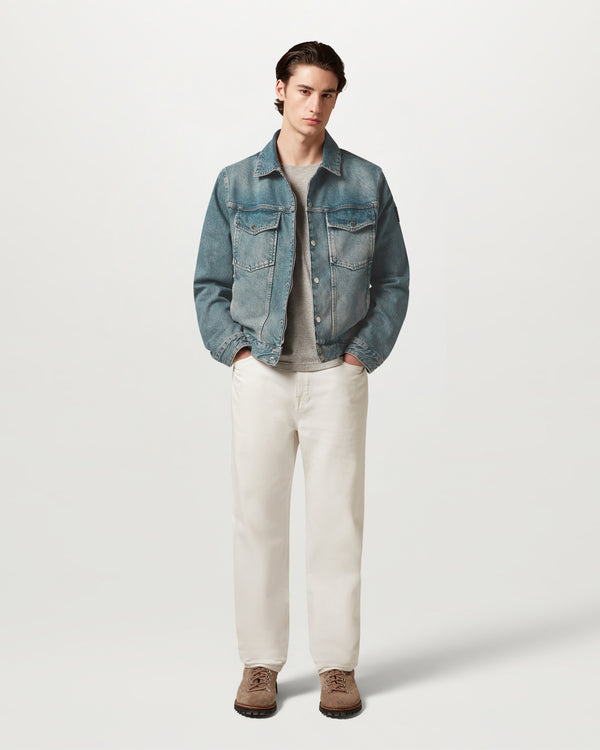 Men's Washed Denim Piston Trucker Jacket in Antique | Belstaff US