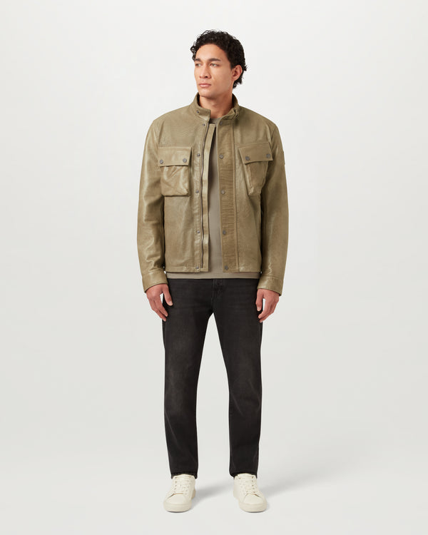 Men's Hand Waxed Leather Racemaster Air Jacket in Dark Sand | Belstaff ROW