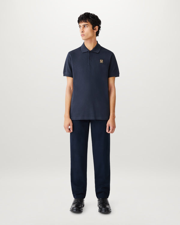 Belstaff Polo With Patch in Dark Ink| Men's T-Shirts & Polos| Belstaff