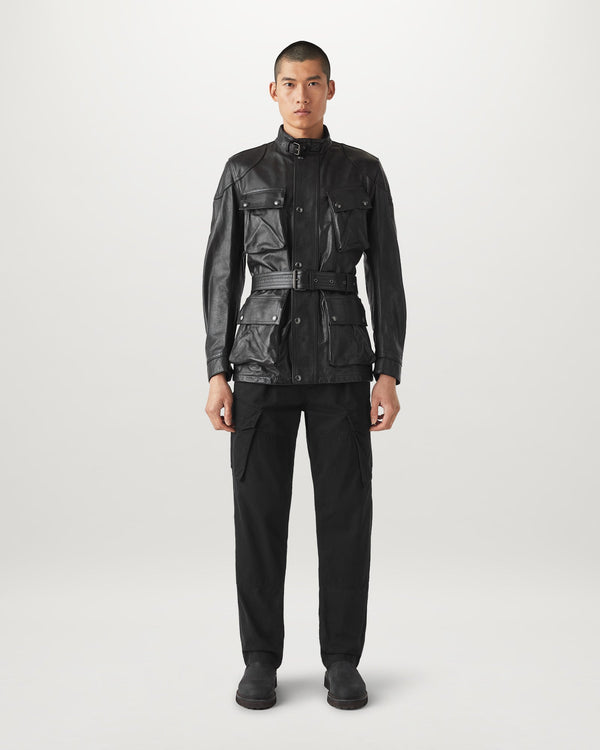 Men's Hand Waxed Leather Trialmaster Panther Jacket in Black | Belstaff ROW