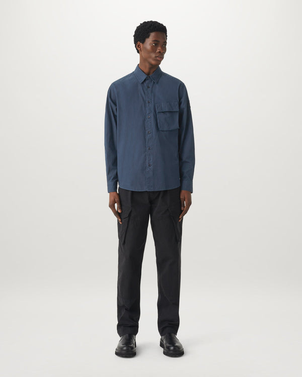Men's Garment Dye Cotton Scale Shirt in Dark Ink | Belstaff ROW
