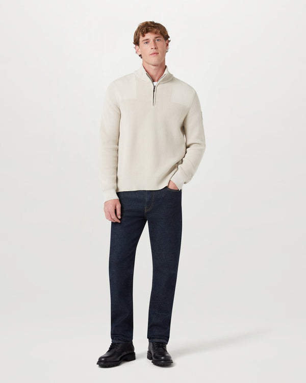 Men's Organic Cotton Commander Quarter Zip Jumper in Silver Birch | Belstaff ROW