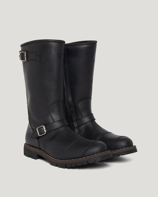Men's Grain Leather Endurance Motorcycle Boots in Black | Belstaff ROW