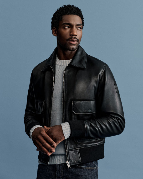 Men's Lamb Leather Pilot Jacket in Black | Belstaff ROW