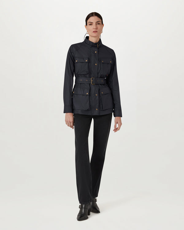Women's Waxed Cotton Trialmaster Jacket in Dark Navy | Belstaff ROW