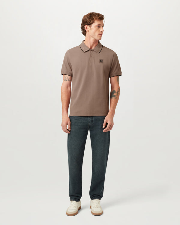 Men's Cotton Pique Tipped Polo in Asphalt | Belstaff US