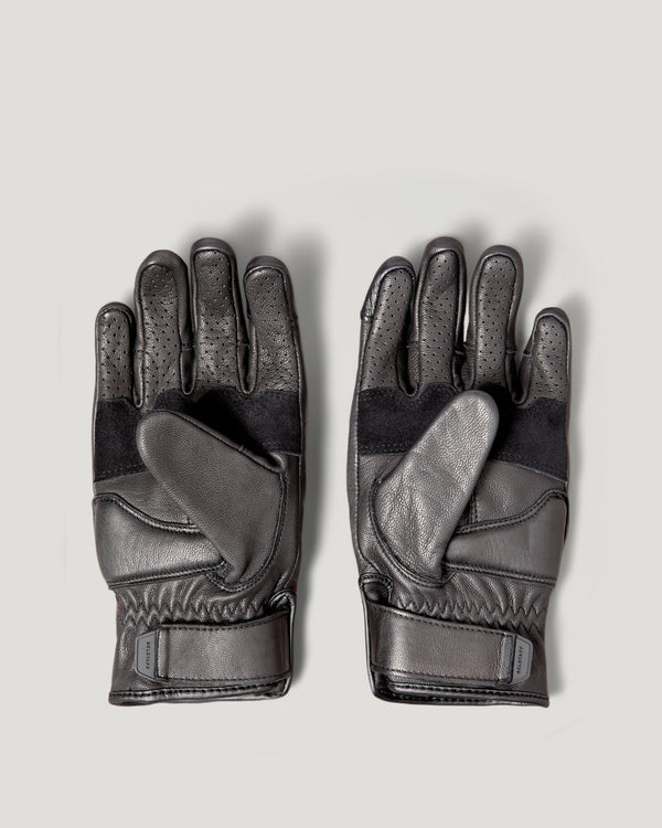 Men's Calf Leather Hampstead Glove in Black and Red | Belstaff ROW