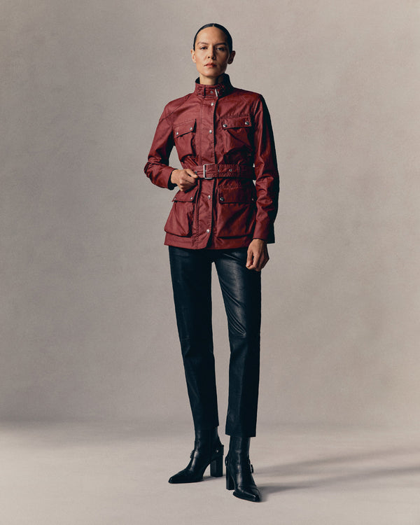 Women's Waxed Cotton Trialmaster Jacket in Dark Rally Red | Belstaff US