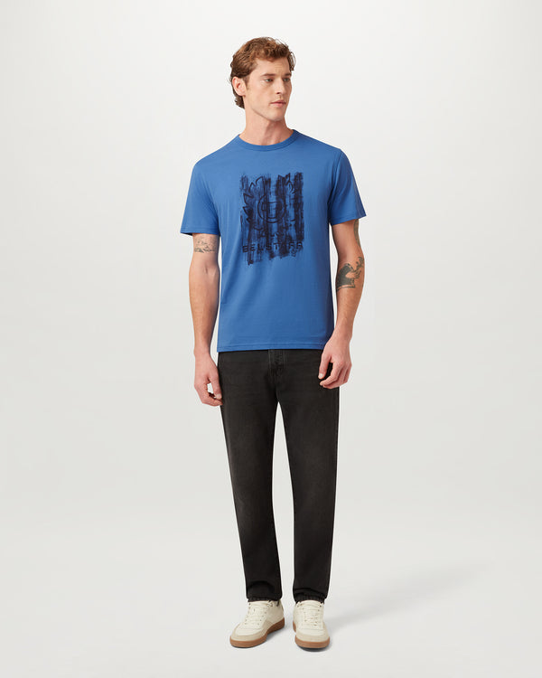 Men's Cotton Jersey Corrosion T-Shirt in Marine Blue | Belstaff US
