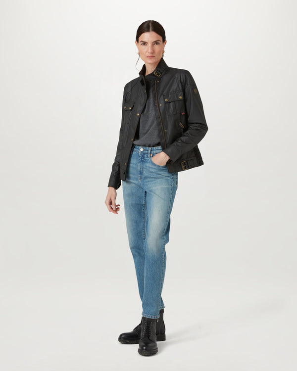Women's Waxed Cotton Gangster Jacket in Black | Belstaff ROW