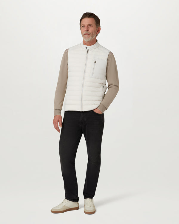 Men's Lightweight Stretch Down Chassis Gilet in Silver Birch | Belstaff ROW