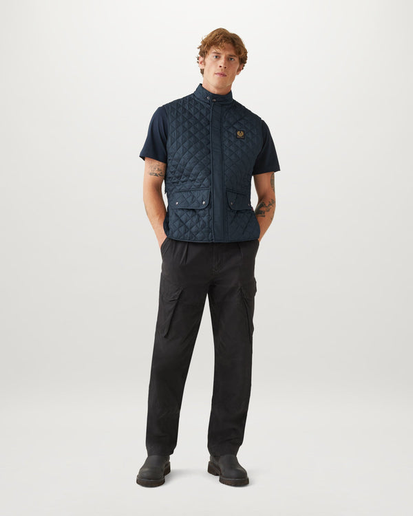 Men's Quilted Recycled Nylon Icon Gilet in Dark Ink | Belstaff ROW
