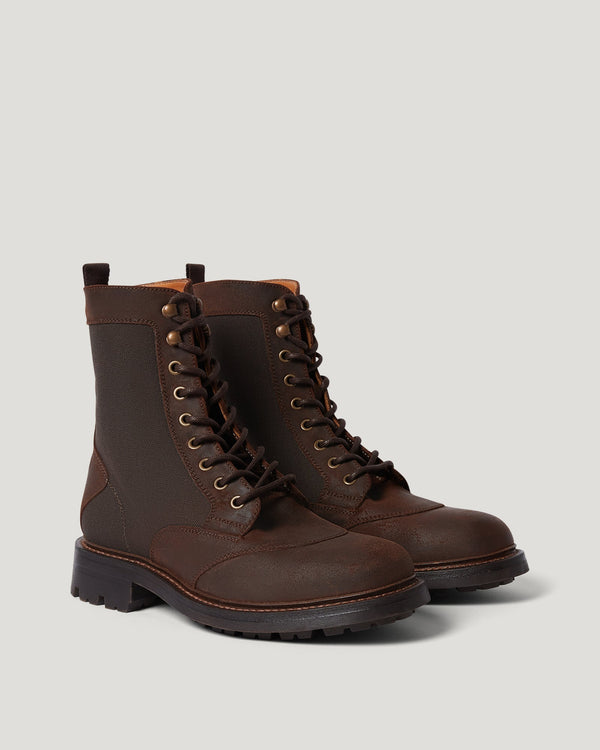 Men's Leather & Cordura Campbell Boot in Faded Olive | Belstaff ROW