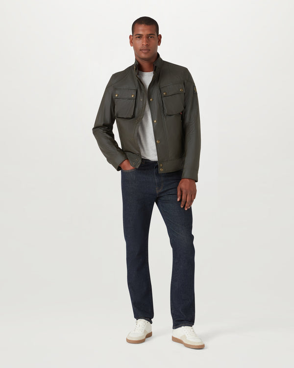 Men's Waxed Cotton Racemaster Jacket in Faded Olive | Belstaff ROW