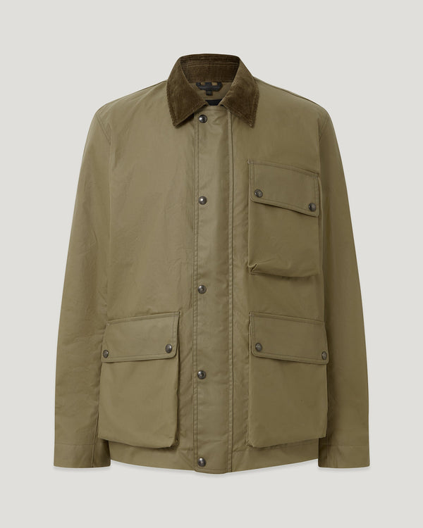 Men's Waxed Cotton Incline Jacket in Dark Fatigue Green | Belstaff US
