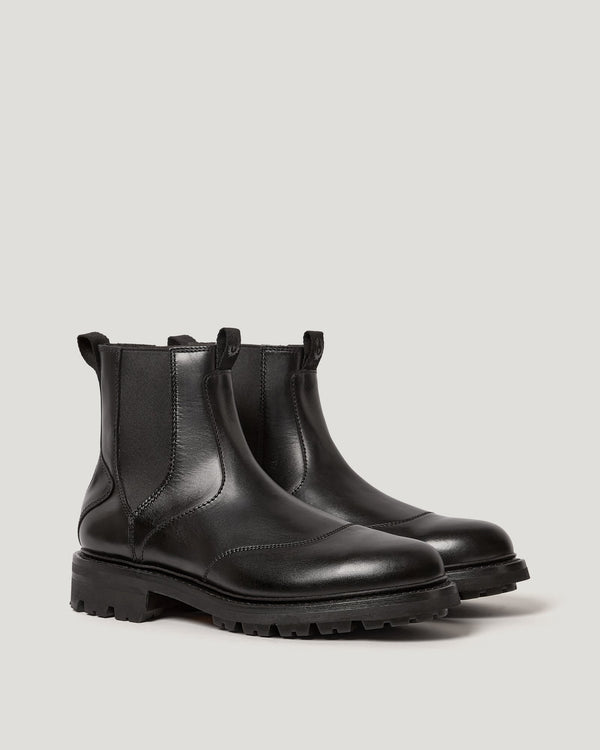 Men's Calf Leather Munro Boot in Black | Belstaff ROW