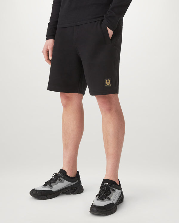 Men's Cotton Fleece Belstaff Sweatshorts in Black | Belstaff ROW