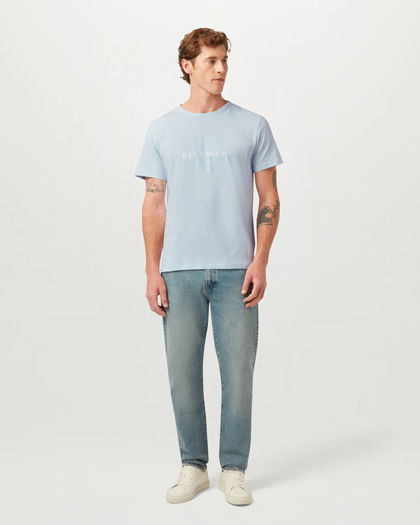 Men's Cotton Jersey Surface T-Shirt in Sky Blue | Belstaff US