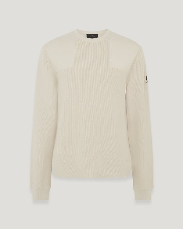 Men's Organic Cotton Commander Crewneck Jumper in Silver Birch | Belstaff ROW