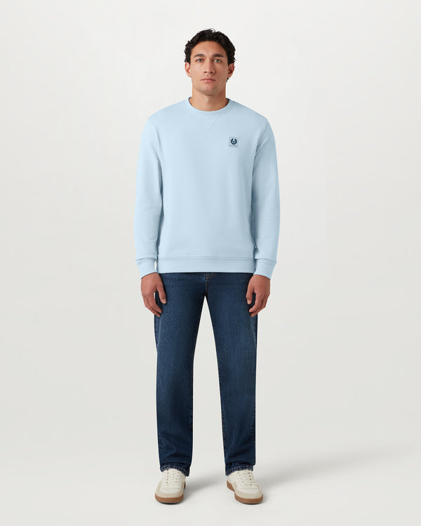 Men's Cotton Fleece Belstaff Sweatshirt in Sky Blue | Belstaff ROW