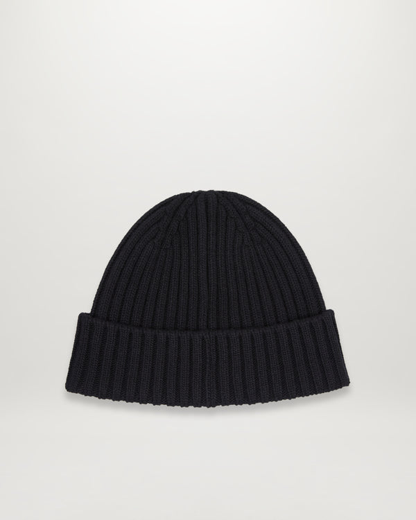 Unisex Wool Cashmere Blend Watch Beanie Hat in Black | Belstaff ROW