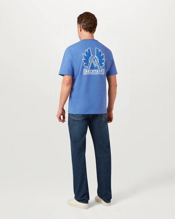 Men's Cotton Jersey Mountain Logo T-Shirt in Marine Blue | Belstaff US