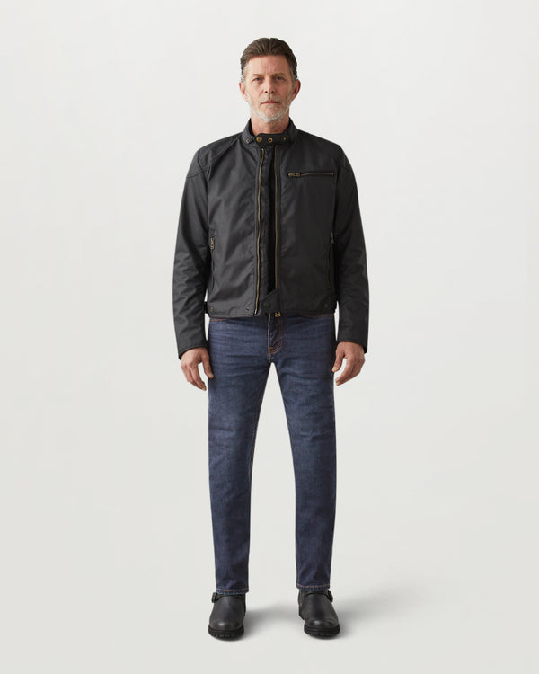 Men's Cotton & Cordura Blend Poplar Motorcycle Jeans in Washed Indigo | Belstaff ROW