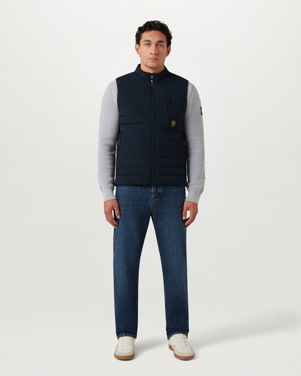Men's Lightweight Stretch Down Chassis Gilet in Dark Ink | Belstaff US