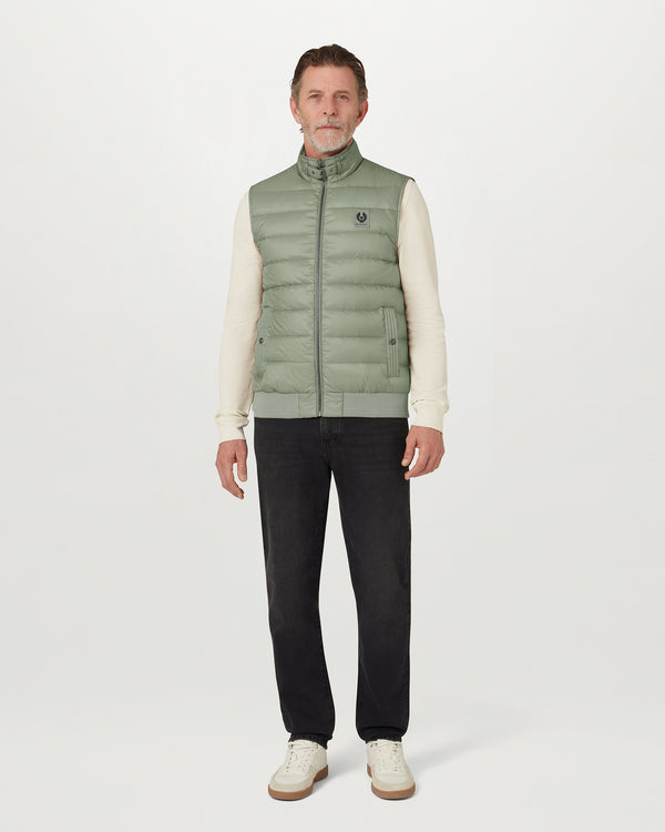 Men's Down Filled Nylon Circuit Gilet in Lichen | Belstaff ROW