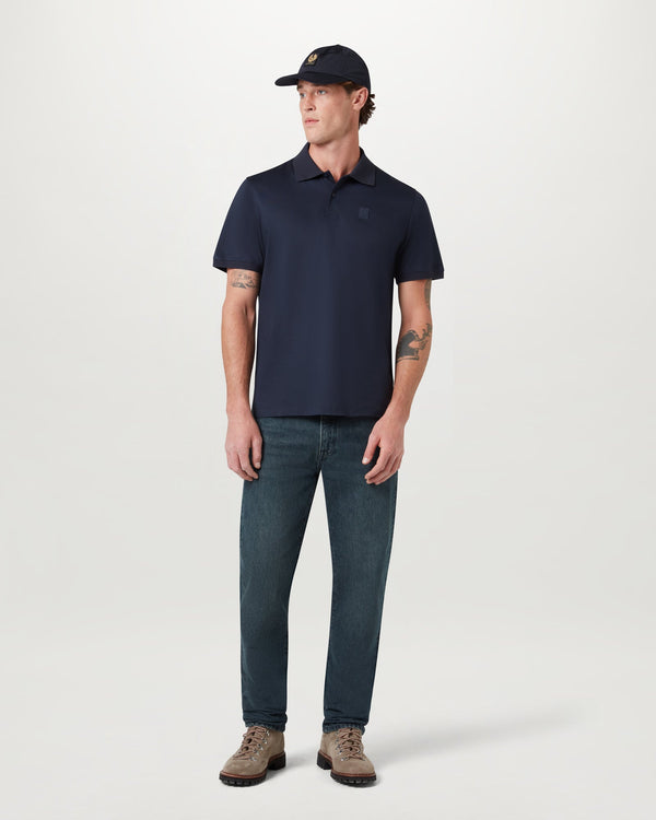 Men's Cotton Jersey Steel Polo in Dark Ink | Belstaff ROW