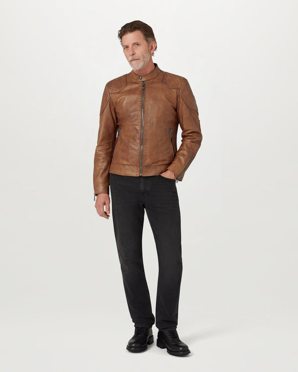 Men's Hand Waxed Leather Legacy Outlaw Jacket in Cork | Belstaff ROW