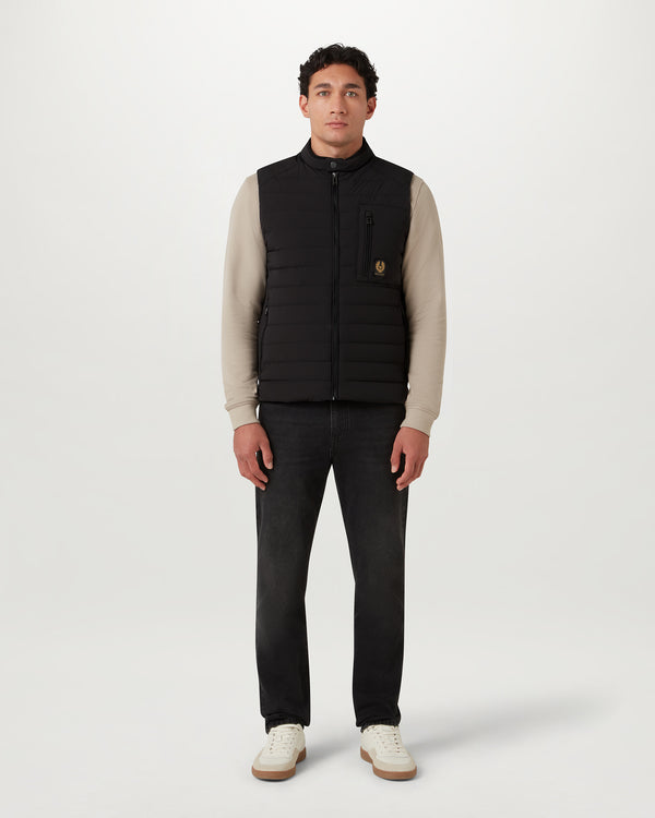 Men's Lightweight Stretch Down Chassis Gilet in Black | Belstaff US