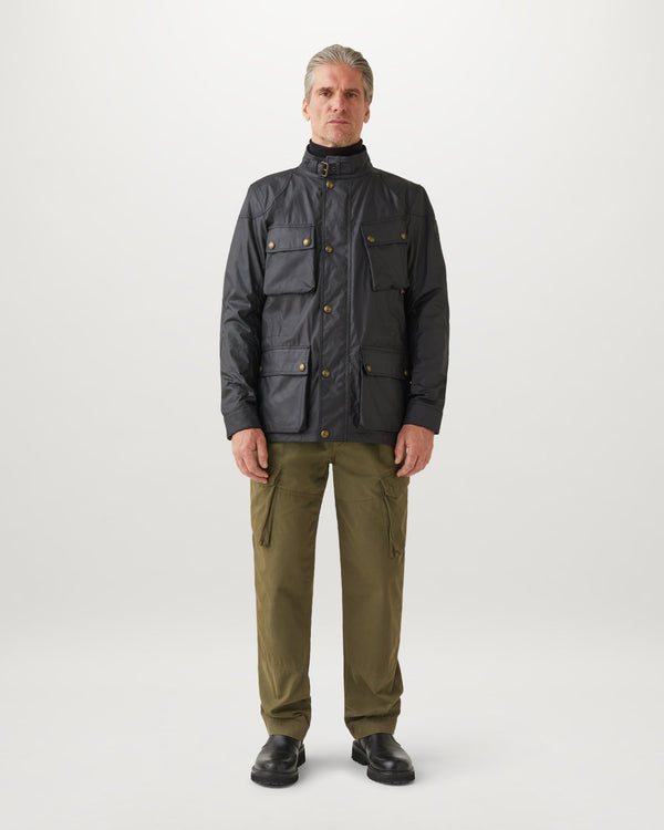Men's Waxed Cotton Fieldmaster Jacket in Black | Belstaff ROW