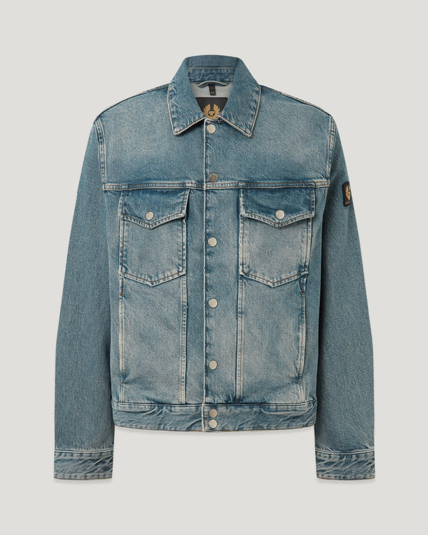 Men's Washed Denim Piston Trucker Jacket in Antique | Belstaff US