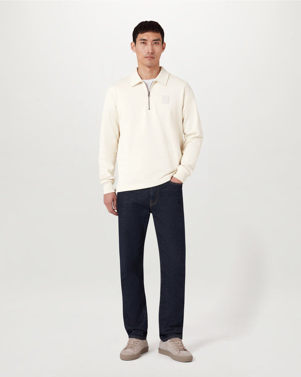 Men's Cotton Fleece Curator Collared Sweatshirt in Silver Birch | Belstaff ROW