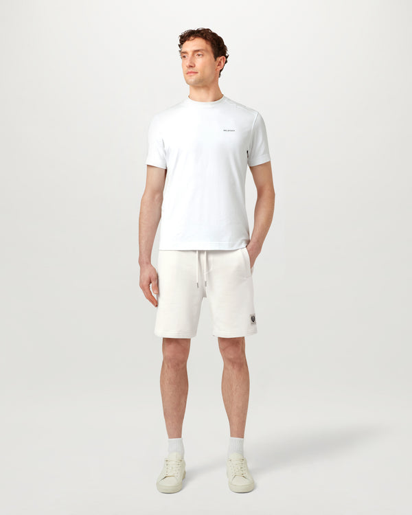 Men's Cotton Fleece Belstaff Sweatshorts in Silver Birch | Belstaff US