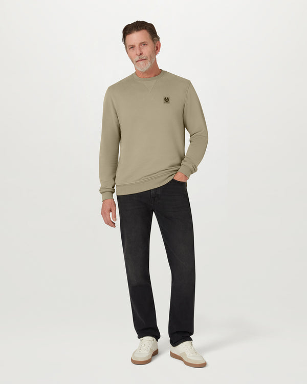 Men's Cotton Fleece Belstaff Sweatshirt in Fatigue Green | Belstaff US