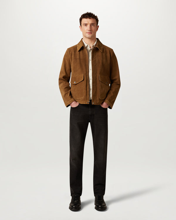 Men's Rugged Calf Suede Outland Jacket in Cork | Belstaff ROW