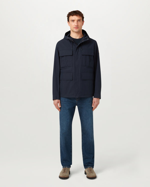 Men's Compact Technical Cotton Cargo Jacket in Dark Ink | Belstaff US