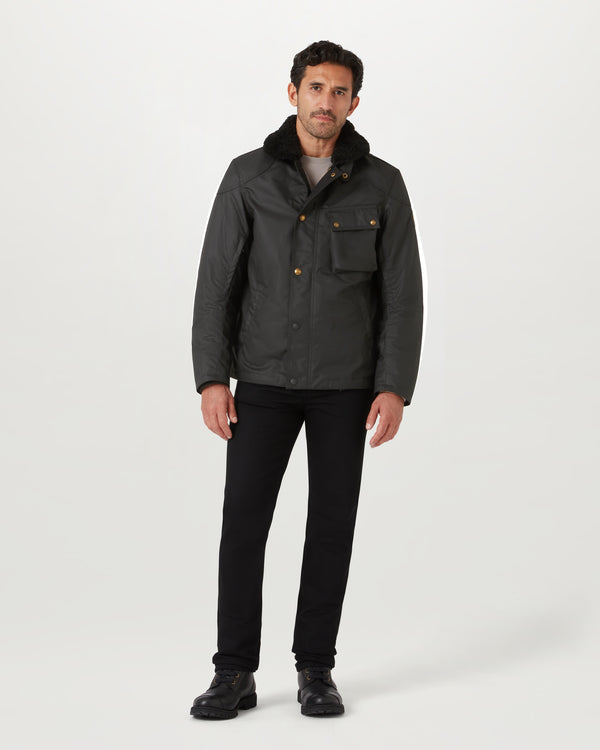 Men's Waxed Cotton Convoy Jacket in Black | Belstaff ROW